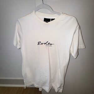 adidas X ivy park (Beyonce) White Short Sleeve Tee with Navy 'Rodeo' Script